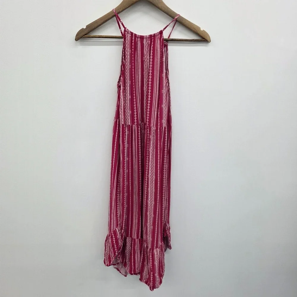 Old Navy Tulip-Hem‎ Dress Girls XL (14) Red Stripe Sleeveless Halter Neck Summer
